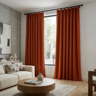 LuxeTouch Terracotta Burnt Orange Rust Red Chenille Curtain 2