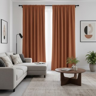 Matte Majesty Terracotta Burnt Orange 100% Blackout Velvet Curtain