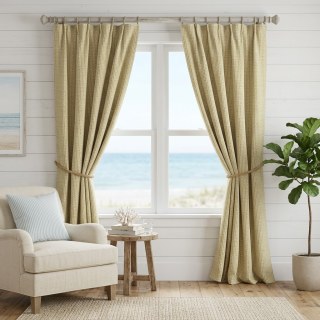 Nature's Grid Chartreuse Olive Green Linen Cotton Blend Curtains 2
