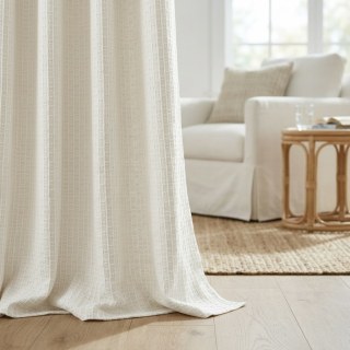Nature's Grid Off White Linen Cotton Blend Curtains 3