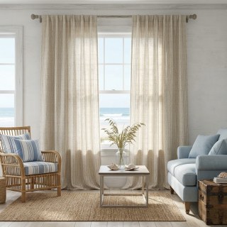 Nature's Ogee Dusky Pink Natural Linen Cotton Blend Curtains 2