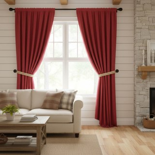 Pine Valley Burgundy Rose Red Blackout Curtain Drapes 3