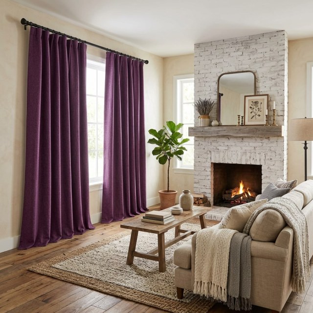 Pine Valley Purple Plum Blackout Curtain Drapes 1