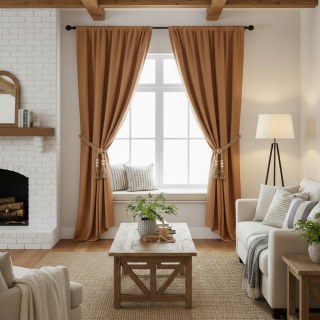 Pine Valley Terracotta Orange Blackout Curtain Drapes 3