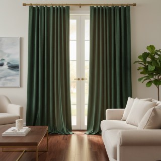 Premium Deep Forest Emerald Green Velvet Curtain Drapes