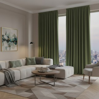 Premium Renaissance Olive Green Velvet Curtain Drapes 3