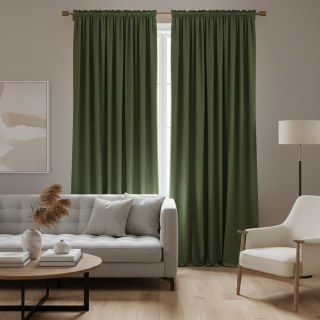 Premium Renaissance Olive Green Velvet Curtain Drapes 2