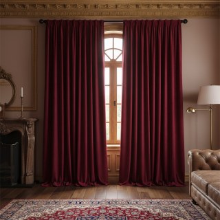 Premium Roses and Wine Burgundy Red Velvet Curtain Drapes 2