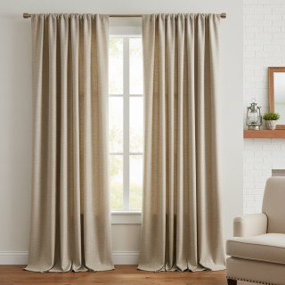 Regent Linen Style Beige Cream Curtain Drapes