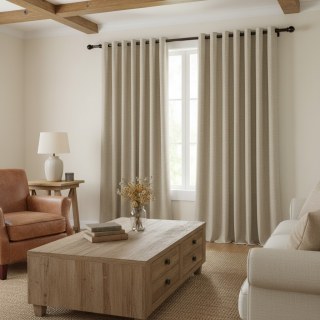 Regent Linen Style Beige Cream Curtain Drapes 2