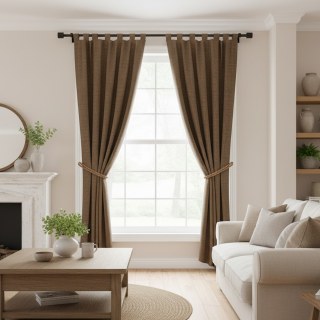 Regent Linen Style Coffee Brown Curtain Drapes 2