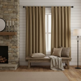 Regent Linen Style Light Brown Curtain Drapes