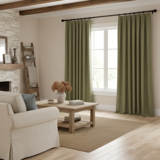 Regent Linen Style Olive Green Curtain Drapes 3