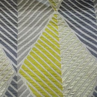 Deco Diamond Yellow and Gray Art Deco Geometric Curtains with Gold Details 5