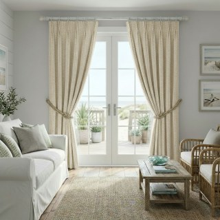 Raffia Lattice Oatmeal Natural Linen Cotton Blend Curtains 3